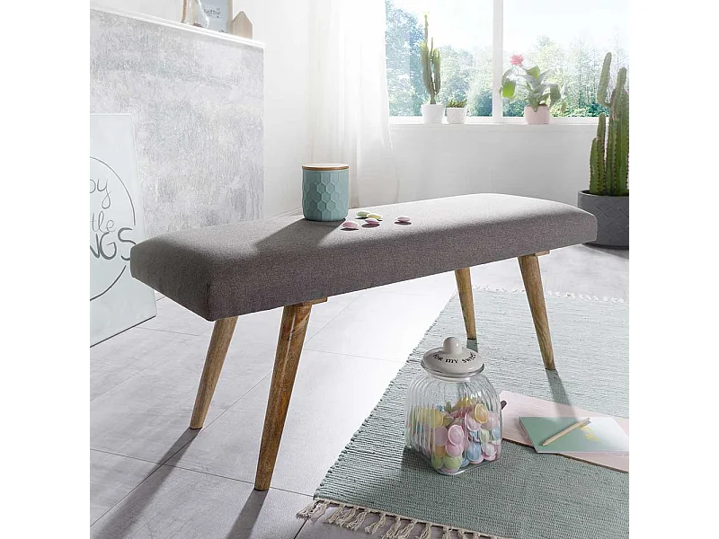 Ankleidebank im Retro Design Grau Webstoff