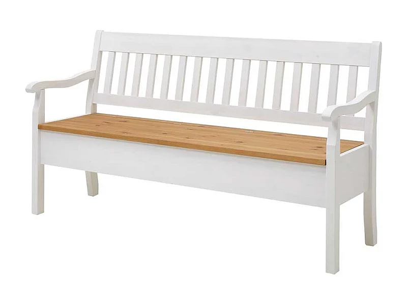 Landhaus Esszimmerbank in Weiß Stauraum