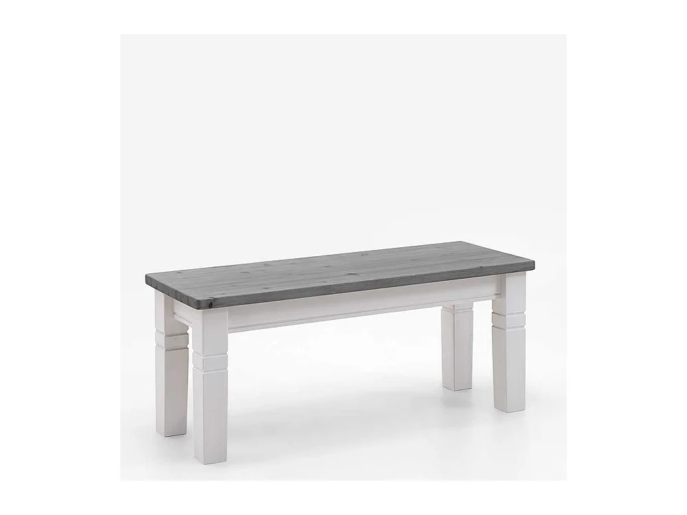 Holzbank zweifarbig in Kiefer Grau und Weiß Landhausstil