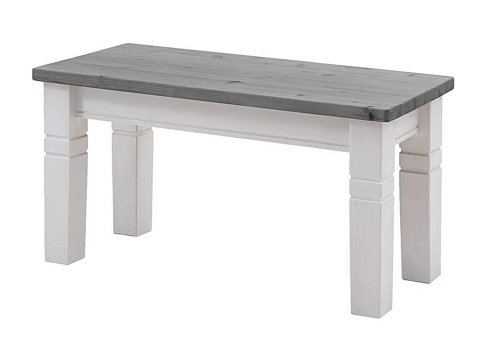 Holzbank zweifarbig in Kiefer Grau und Weiß Landhausstil