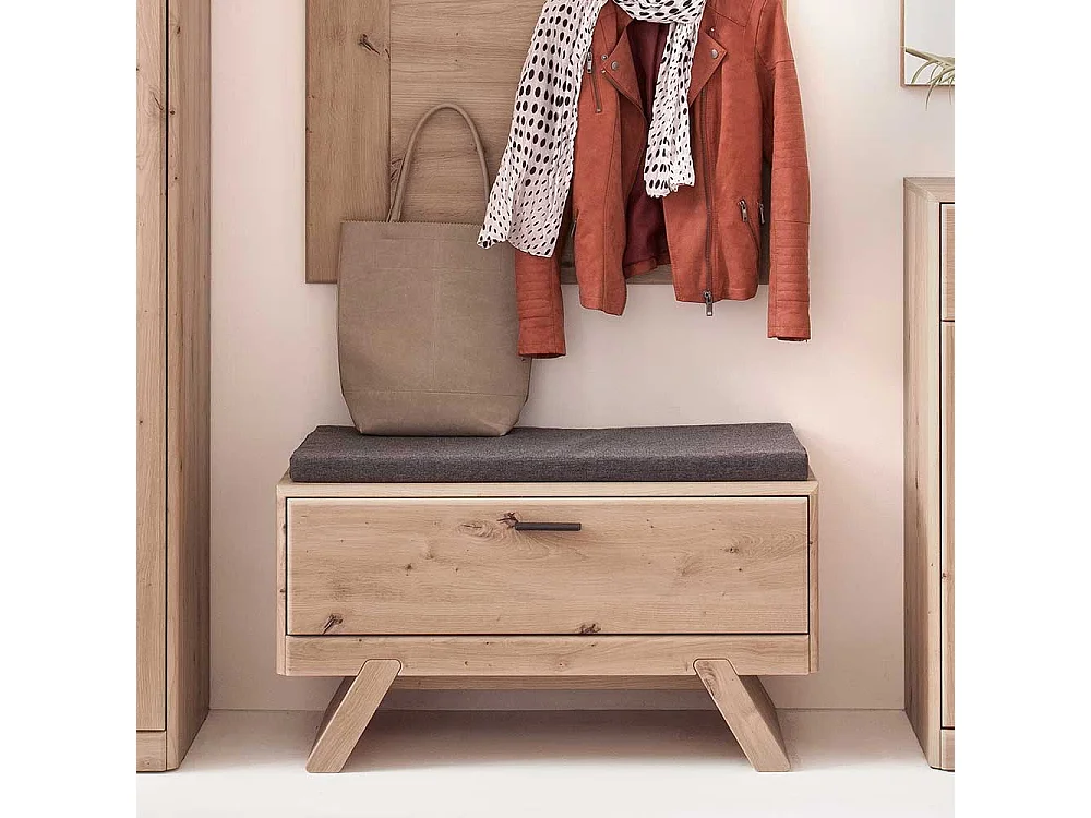Garderobensitzbank in Eichefarben und Dunkelgrau Klappe