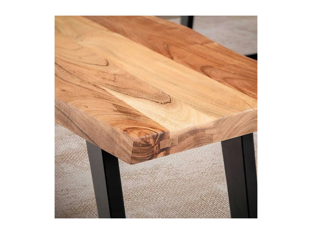 Sitzbank Holzbank aus Akazie Massivholz mit natürlicher Baumkante