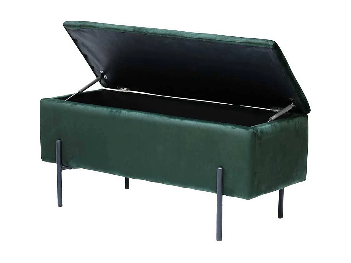 Samt Bettbank in Grün Truhe