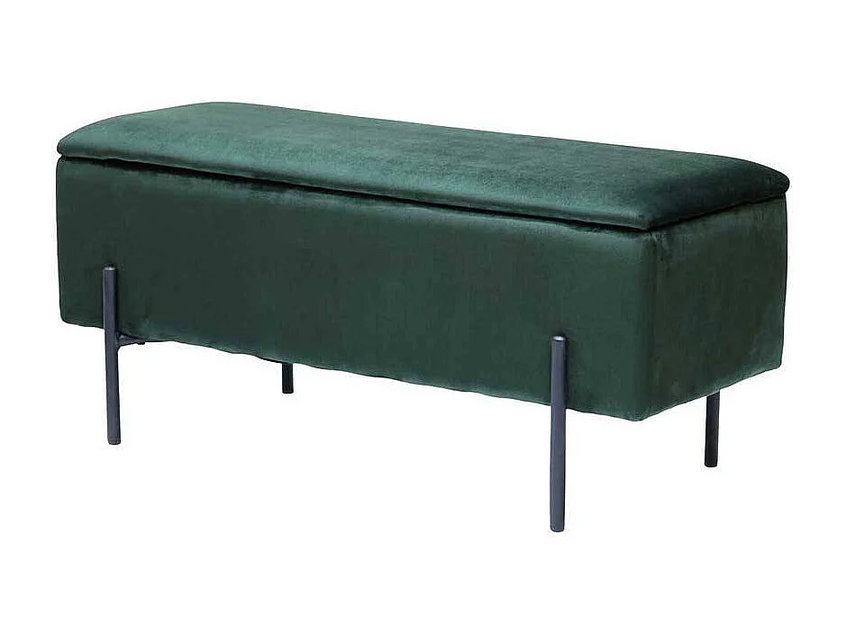 Samt Bettbank in Grün Truhe
