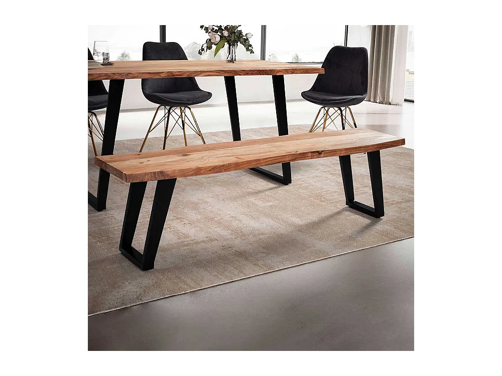 Sitzbank Holzbank aus Akazie Massivholz mit natürlicher Baumkante