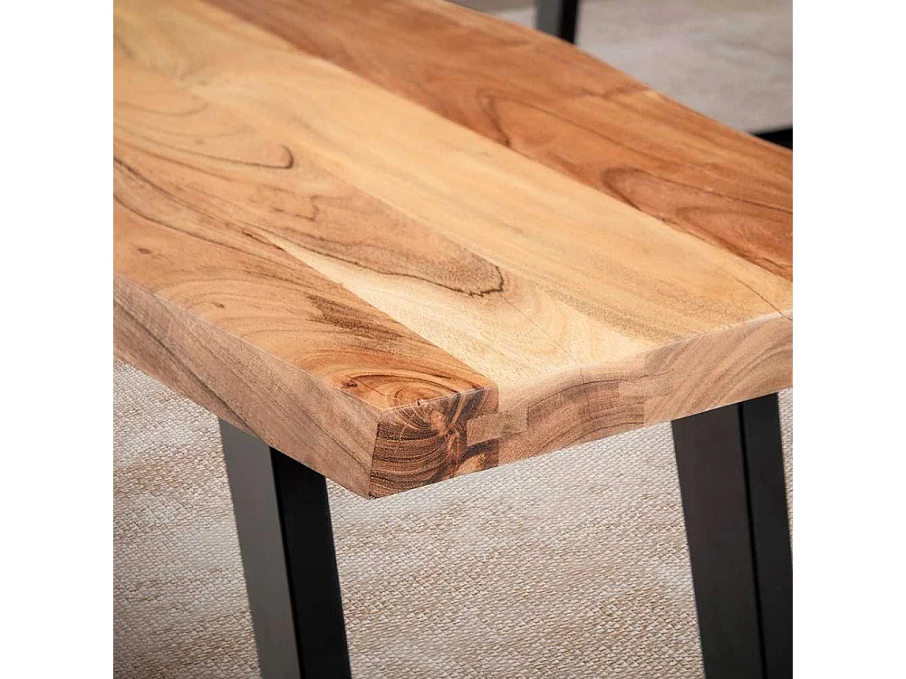 Sitzbank Holzbank aus Akazie Massivholz mit natürlicher Baumkante