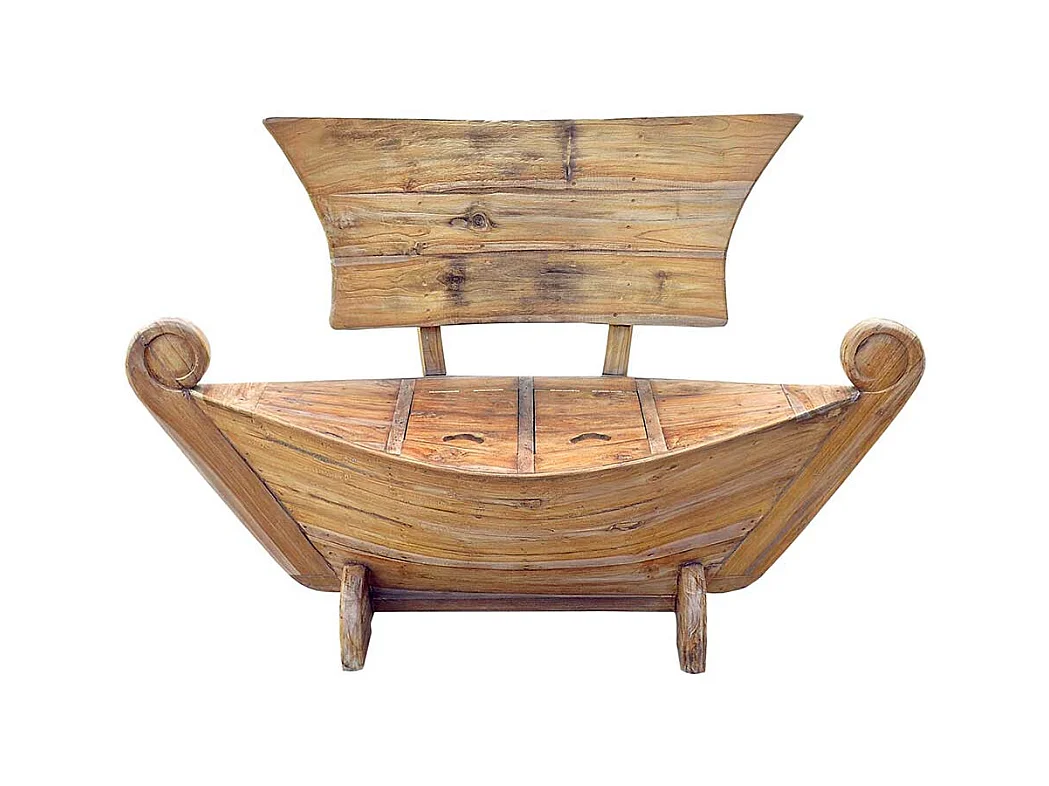 Bootbank aus Teak Massivholz rustikalen Landhausstil