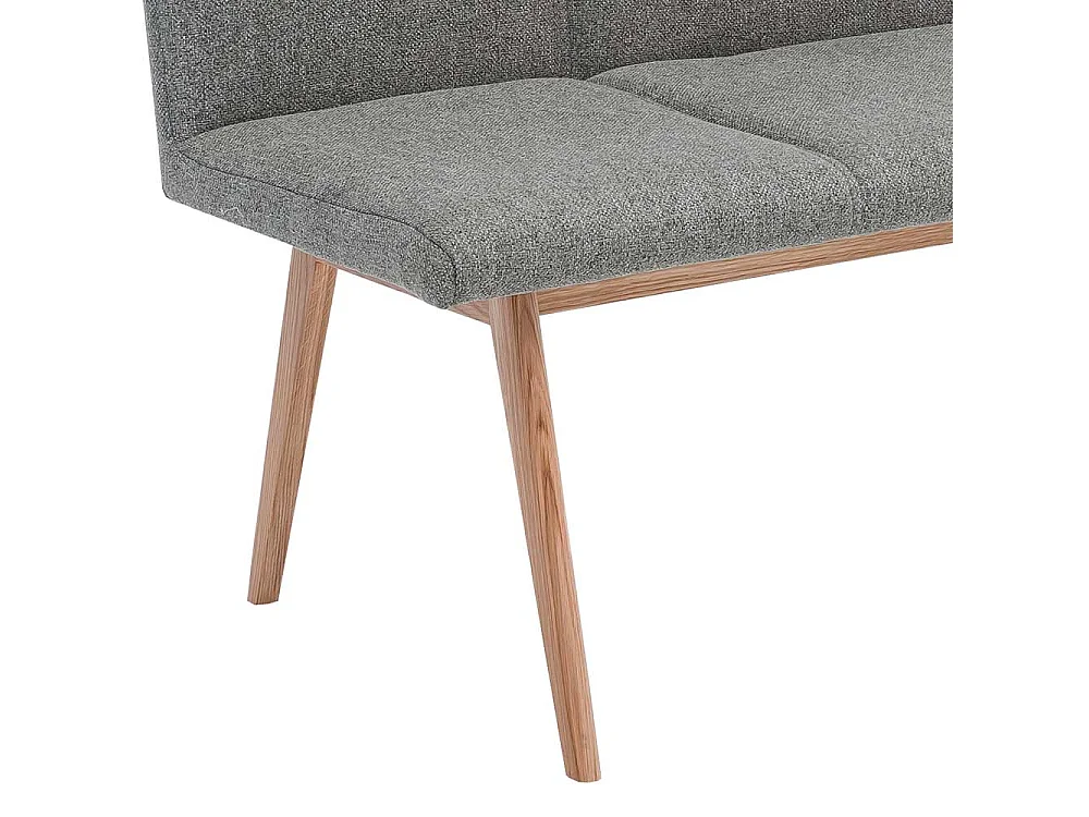 Esszimmerbank in Grau Webstoff 4-Fuß Gestell aus Eiche Massivholz