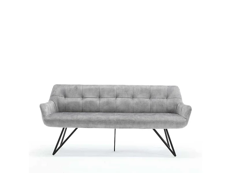 Graue Velours Polsterbank in modernem Design 180 cm breit