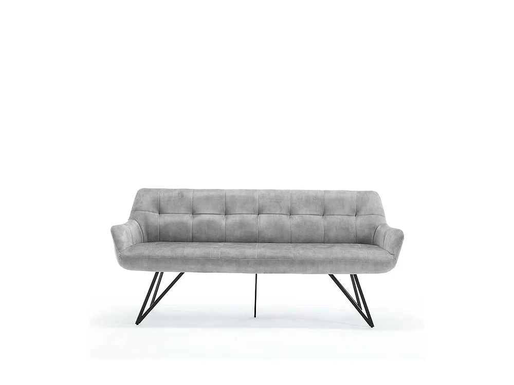 Graue Velours Polsterbank in modernem Design 180 cm breit