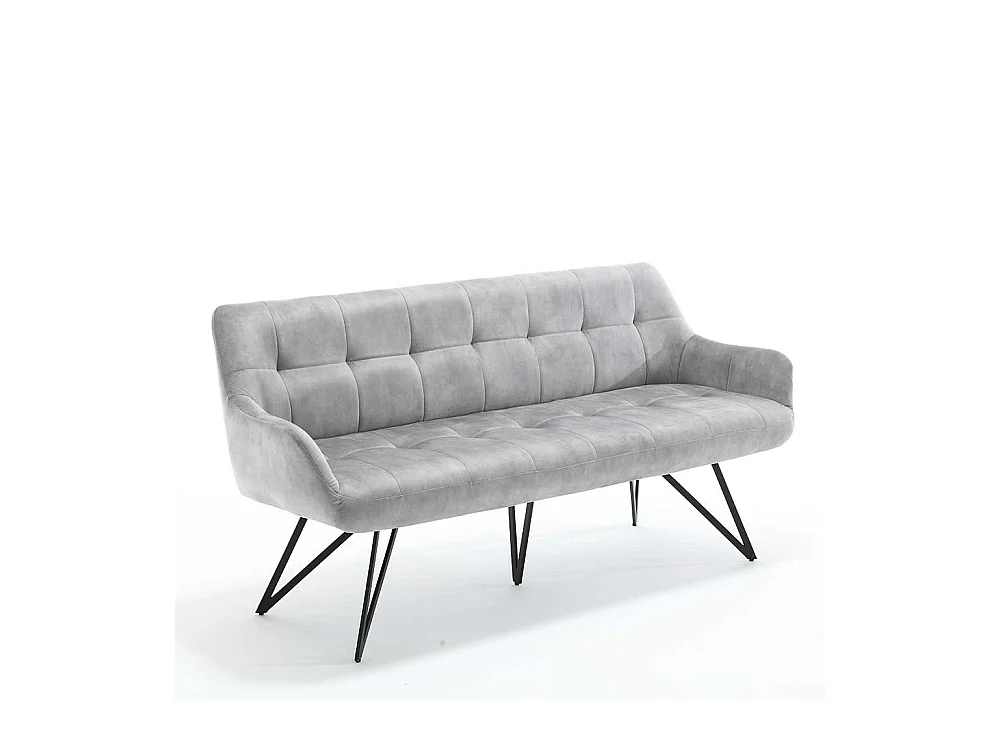 Graue Velours Polsterbank in modernem Design 180 cm breit