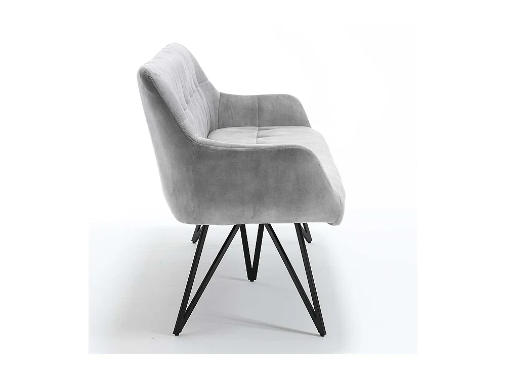 Graue Velours Polsterbank in modernem Design 180 cm breit