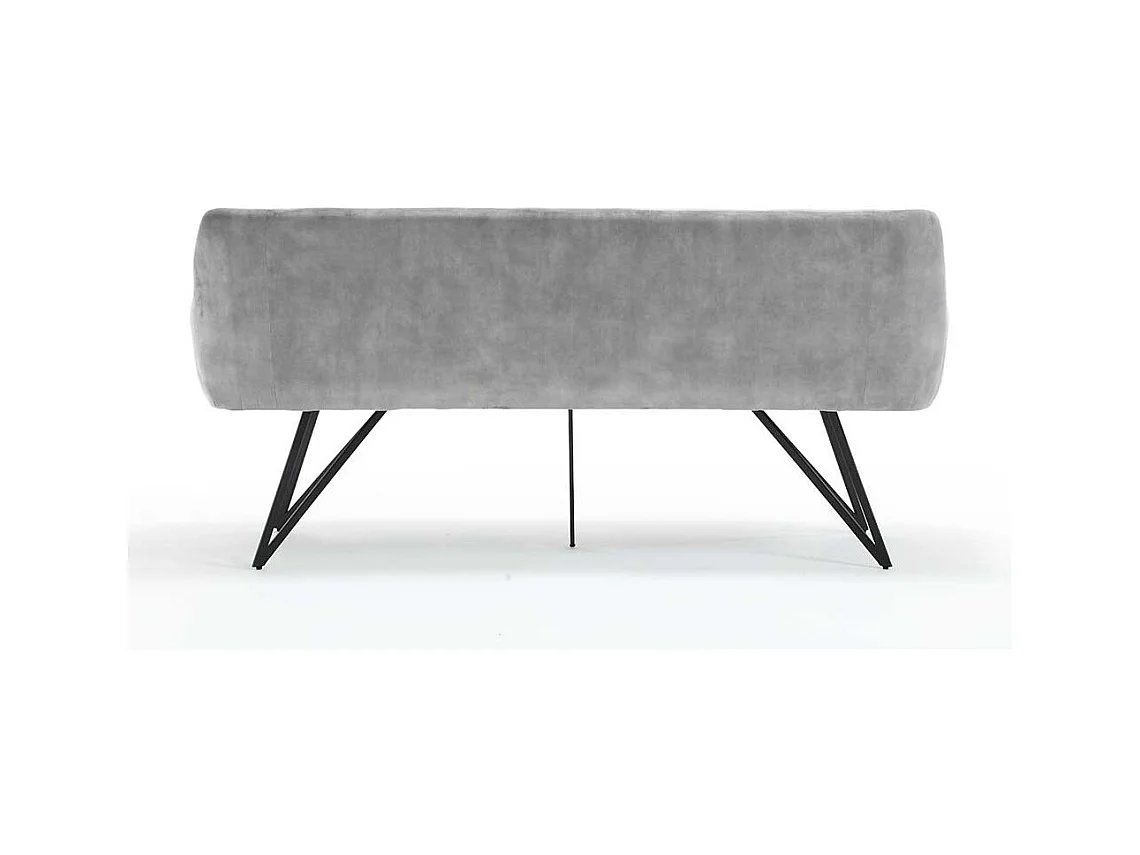 Graue Velours Polsterbank in modernem Design 180 cm breit