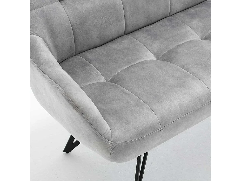 Graue Velours Polsterbank in modernem Design 180 cm breit