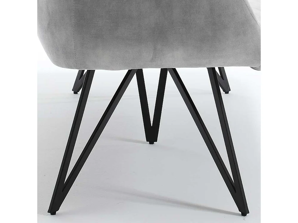 Graue Velours Polsterbank in modernem Design 180 cm breit