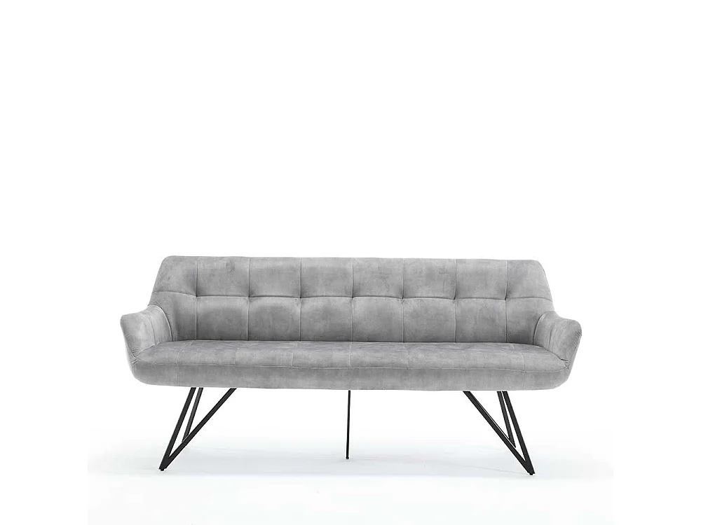 Graue Velours Polsterbank in modernem Design 180 cm breit