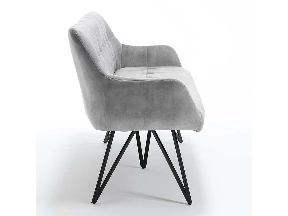Graue Velours Polsterbank in modernem Design 180 cm breit