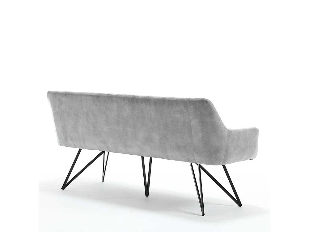 Graue Velours Polsterbank in modernem Design 180 cm breit