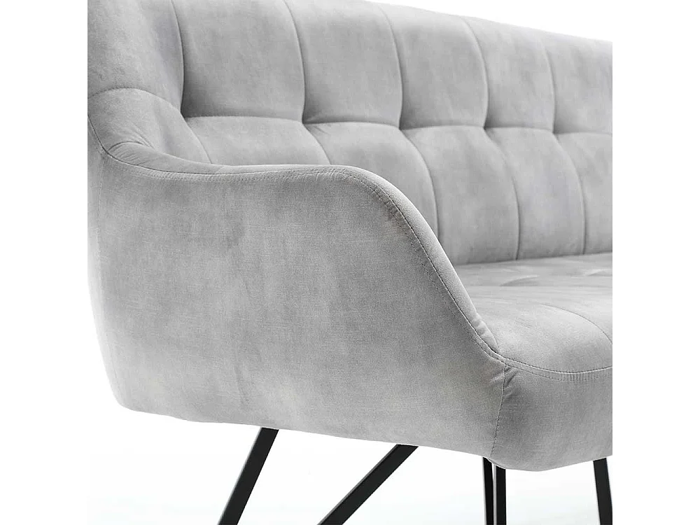 Graue Velours Polsterbank in modernem Design 180 cm breit