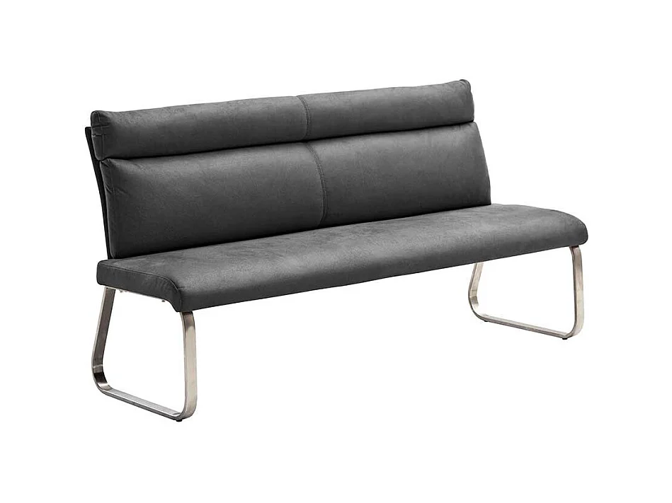 Essbank in Dunkelgrau Microfaser Bügelgestell aus Edelstahl