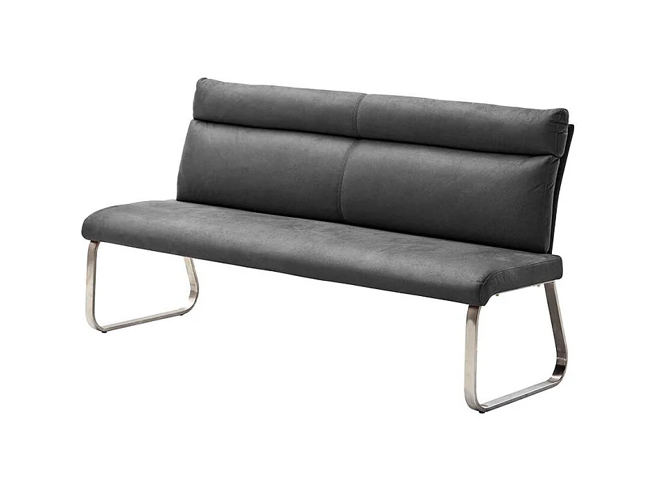 Essbank in Dunkelgrau Microfaser Bügelgestell aus Edelstahl