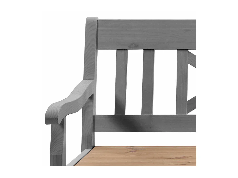 Landhaus Sitzbank in Grau Kiefer massiv Stauraum