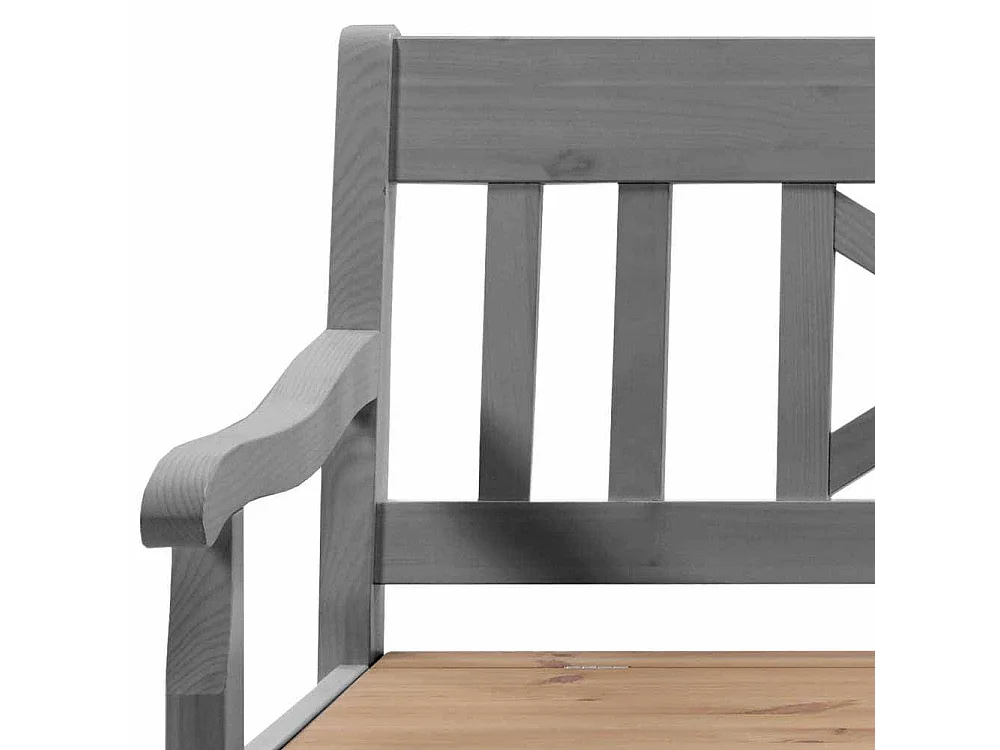 Landhaus Sitzbank in Grau Kiefer massiv Stauraum