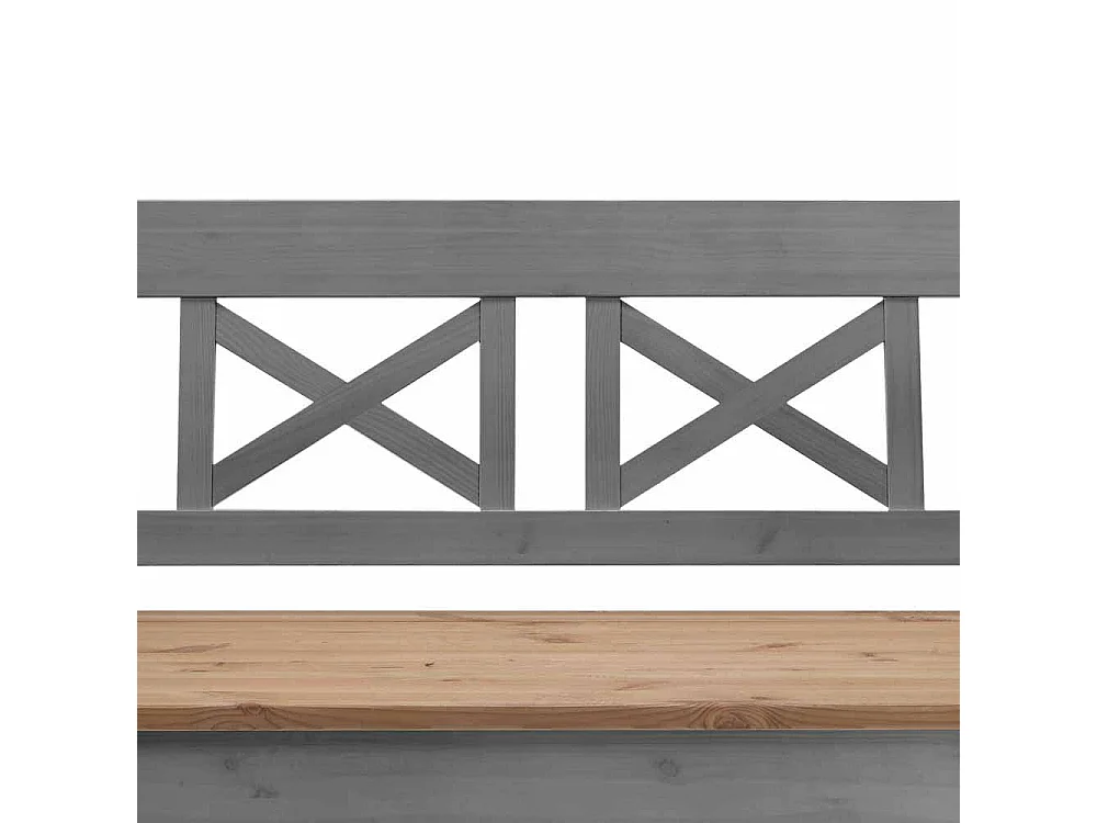 Landhaus Sitzbank in Grau Kiefer massiv Stauraum