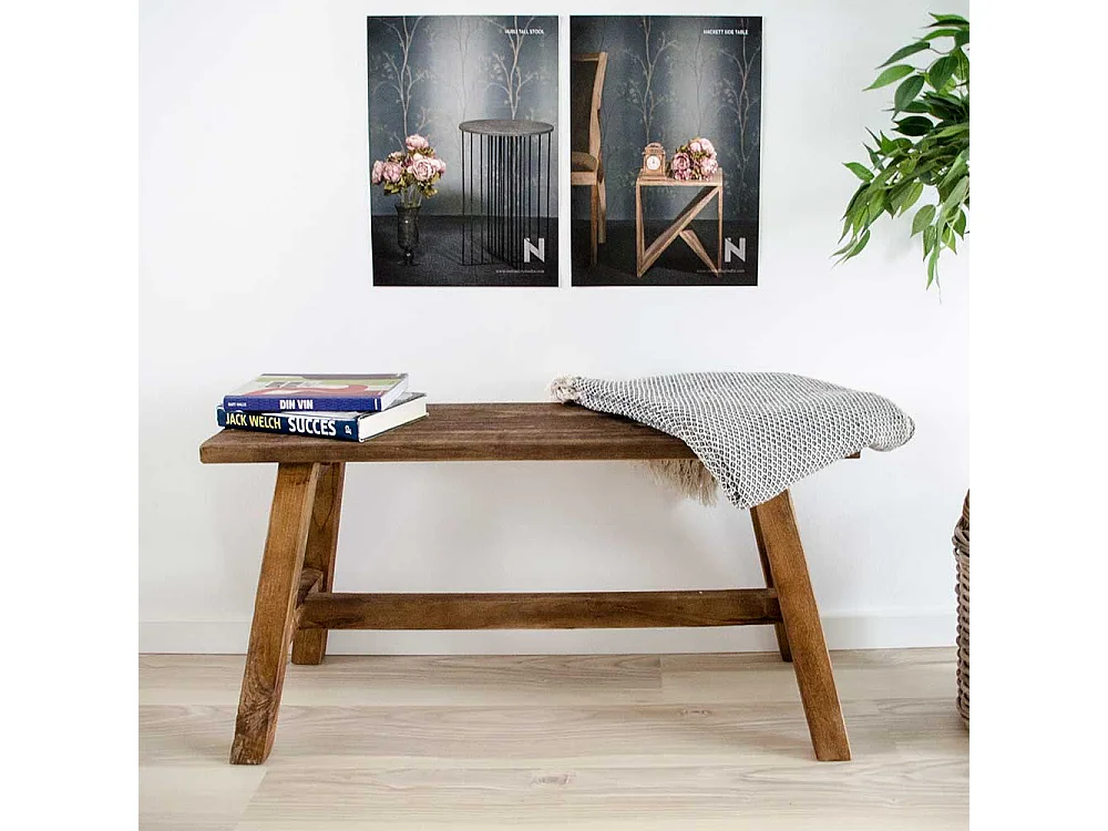 Massivholz Bank aus naturbelassenem Teakholz rustikalen Landhaus Design