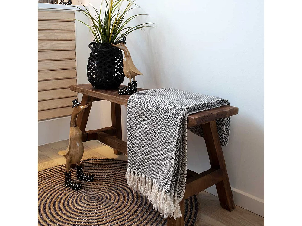 Massivholz Bank aus naturbelassenem Teakholz rustikalen Landhaus Design