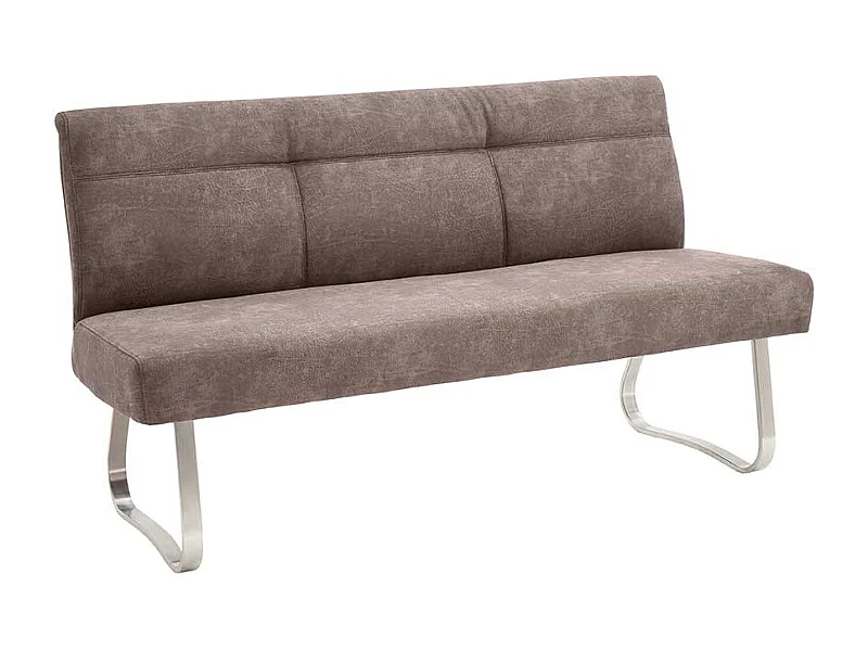 Esszimmersitzbank in Beige Microfaser Bügelgestell aus Edelstahl