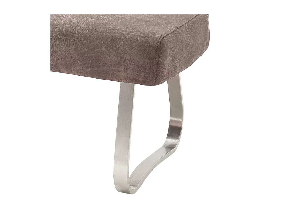 Esszimmersitzbank in Beige Microfaser Bügelgestell aus Edelstahl