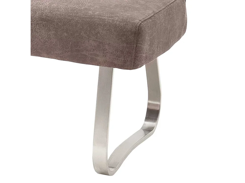 Esszimmersitzbank in Beige Microfaser Bügelgestell aus Edelstahl