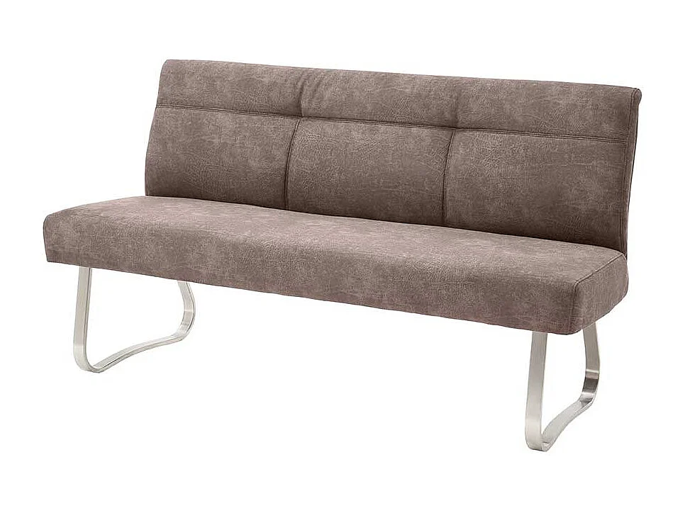 Esszimmersitzbank in Beige Microfaser Bügelgestell aus Edelstahl