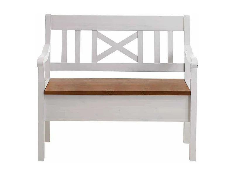 Essbank mit Stauraum Weiß Kiefer massiv