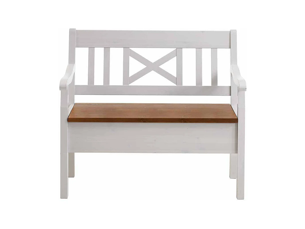 Essbank mit Stauraum Weiß Kiefer massiv