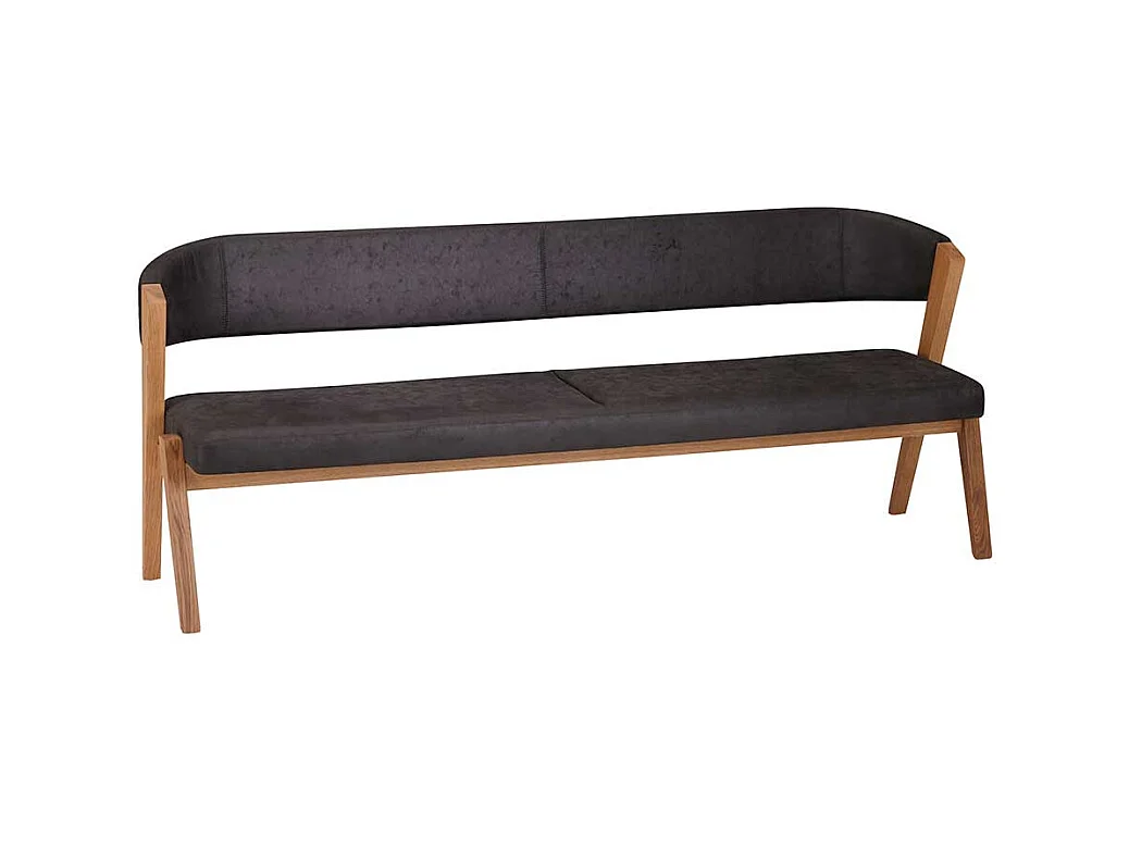 Sitzbank Esszimmer in Anthrazit Microfaser Gestell Wildeiche
