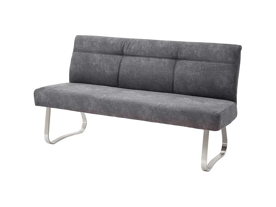 Esszimmer Sitzbank in Anthrazit Microfaser Bügelgestell aus Edelstahl