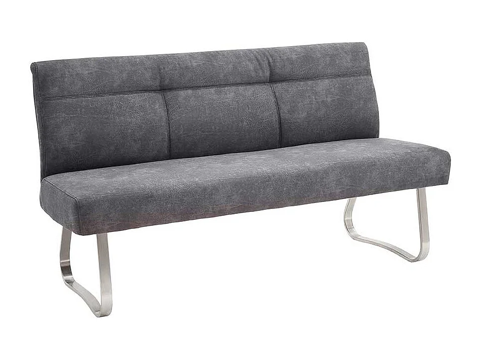Esszimmer Sitzbank in Anthrazit Microfaser Bügelgestell aus Edelstahl