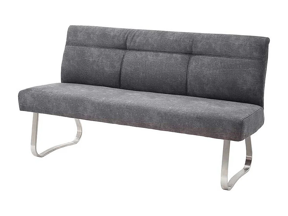 Esszimmer Sitzbank in Anthrazit Microfaser Bügelgestell aus Edelstahl