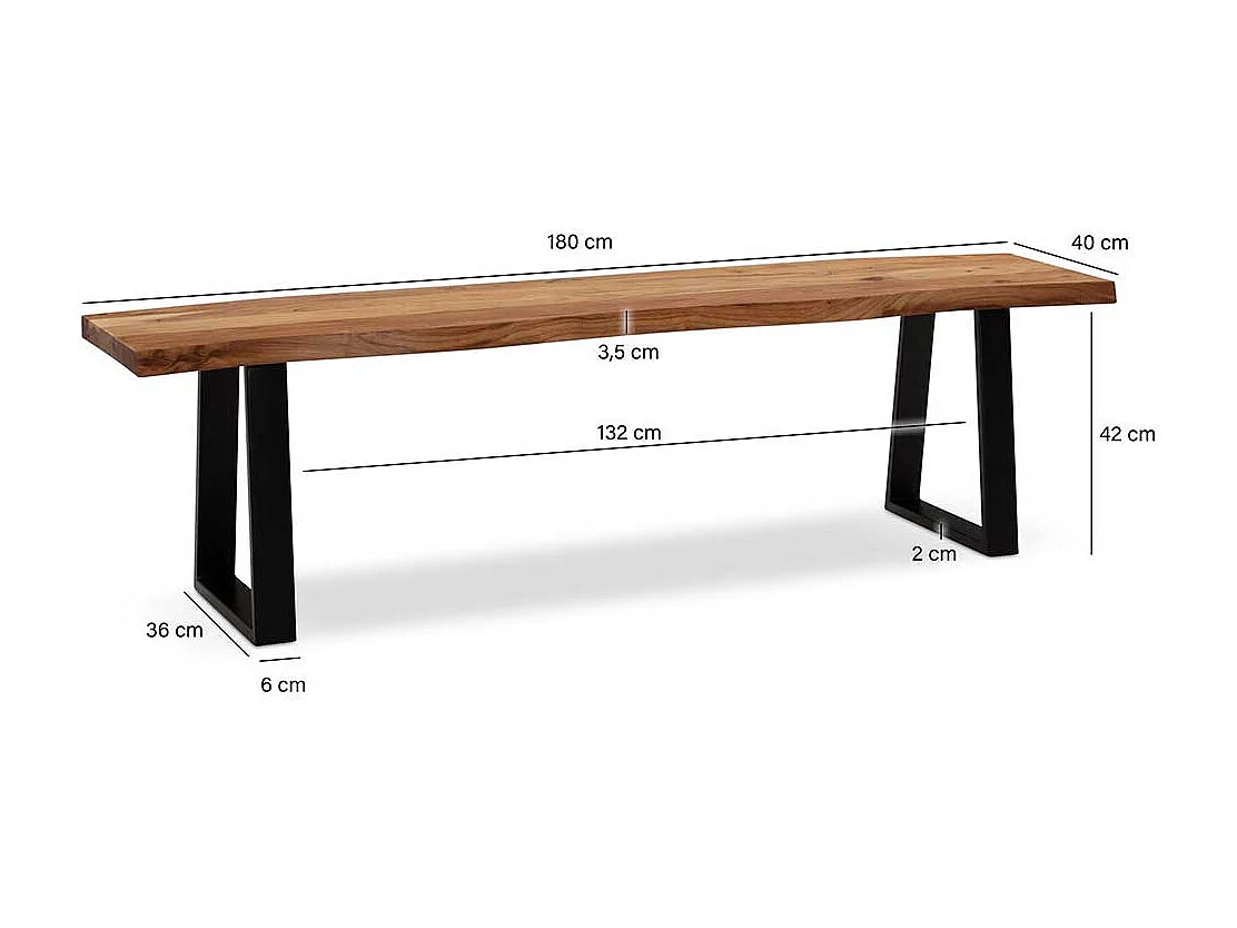 Esszimmerbank Küchenbank im Industry und Loft Stil 46 cm Sitzhöhe