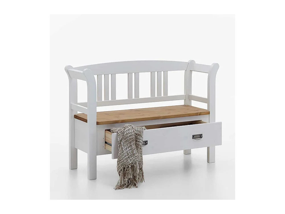 Landhaus Sitzbank in Weiß Kieferfarben