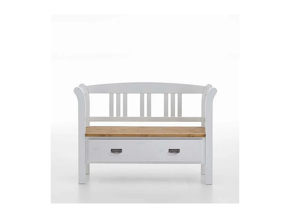 Landhaus Sitzbank in Weiß Kieferfarben