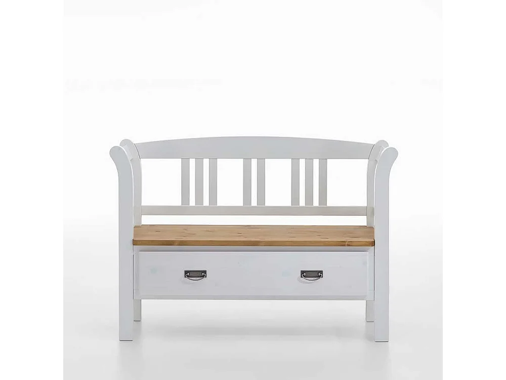Landhaus Sitzbank in Weiß Kieferfarben