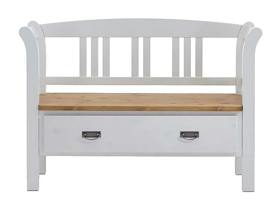 Landhaus Sitzbank in Weiß Kieferfarben