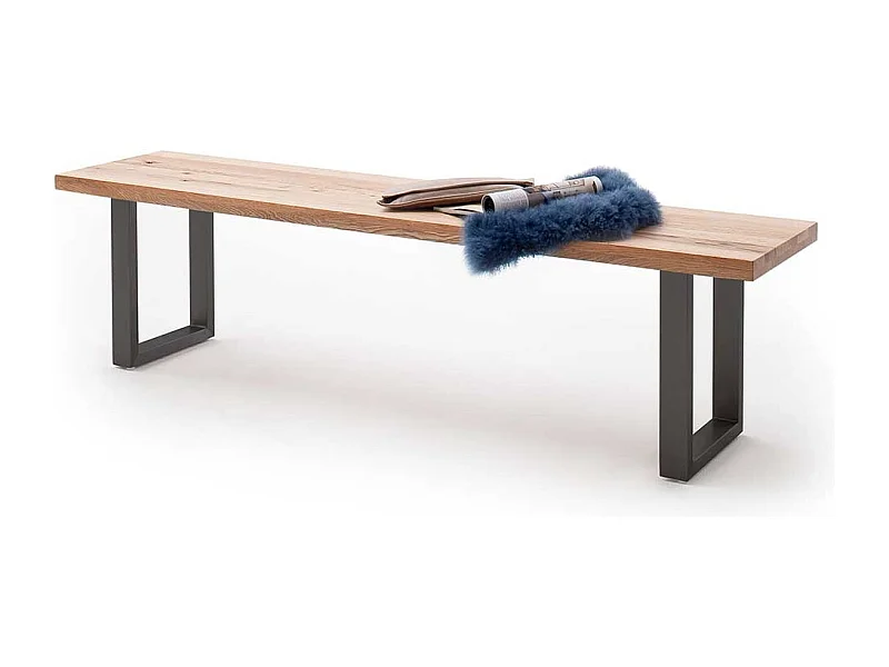 Küchenbank aus Zerreiche Massivholz Bügelgestell aus Metall