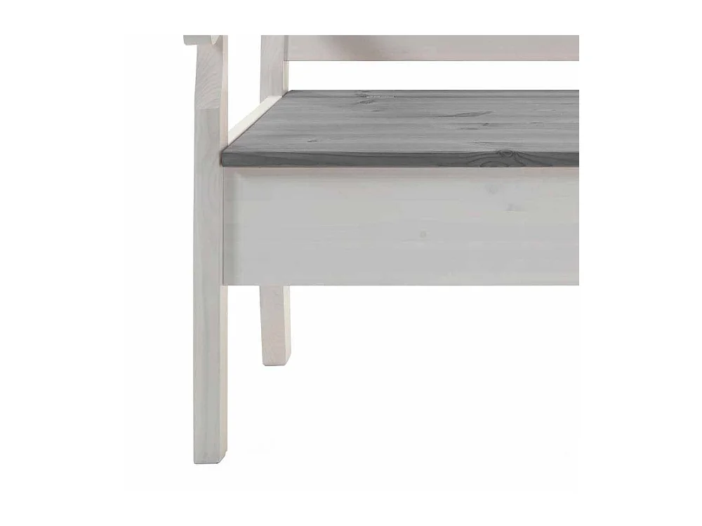 Stauraumbank in Weiß Grau Kiefer Massivholz