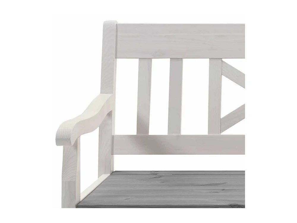 Stauraumbank in Weiß Grau Kiefer Massivholz