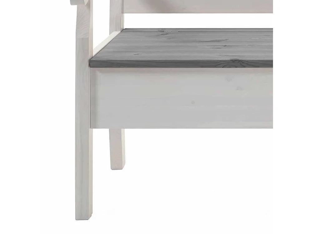 Stauraumbank in Weiß Grau Kiefer Massivholz