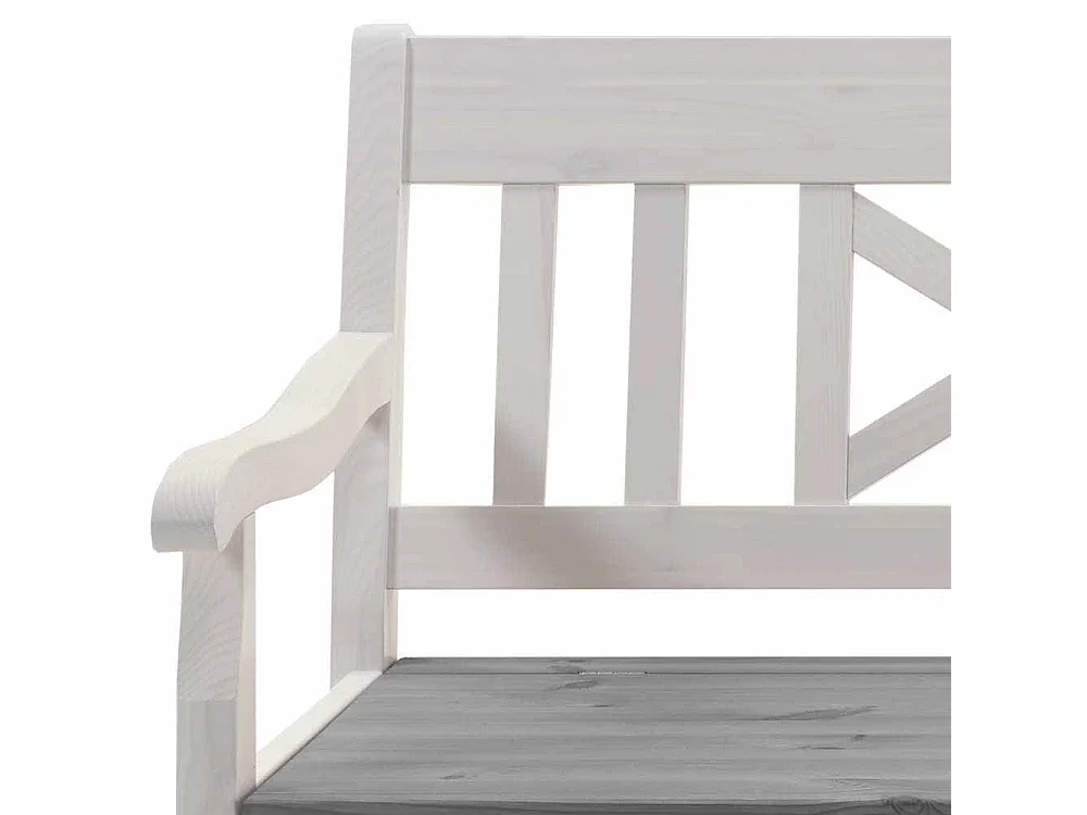 Stauraumbank in Weiß Grau Kiefer Massivholz